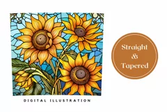 Sunflowers Tumbler Wrap Design, Stained Glass Sunflowers PNG Product Image 3