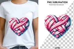 Valentine knitted heart png design for T-shirts Product Image 3