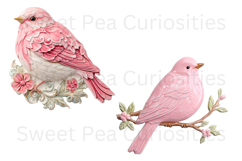 Pink, Birds, Ephemera, PNG, Junk Journal, clipart Product Image 3