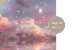 Moon Tumbler Design, Glitter Sky Tumbler, Rainbow PNG Product Image 3