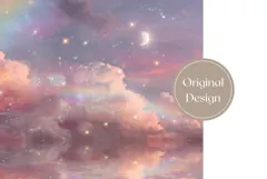 Moon Tumbler Design, Glitter Sky Tumbler, Rainbow PNG Product Image 3