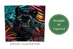 Black Panther Tumbler Wrap, Tropical Leaves Tumbler Design Product Image 3