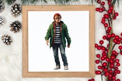 Funny Christmas Boy At Home Clipart Sublimation Product Image 3