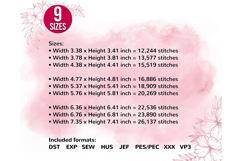 Cherry Flowers Bike, Floral Bicycle machine embroidery Product Image 3