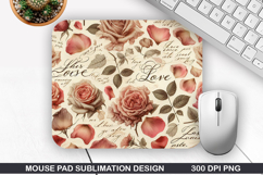 Flower Wallpaper Mouse Pad, Valentine Mouse Pad PNG Design Product Image 1
