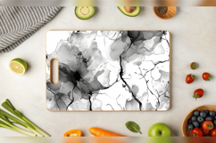 Black &amp; White Alcohol Ink Floral Cutting Boards sublimation Product Image 3