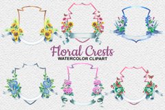 Watercolor Floral Crest set Product Image 3
