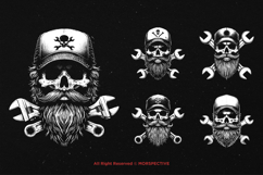 10 Bundle Dark Art Mechanic Skull Garage Trucker Hat Product Image 5