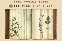 Apothecary junk journal page, Muted olive and cream striped Product Image 3