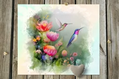 Watercolor Hummingbird | Sublimation skinny tumbler designs Product Image 3