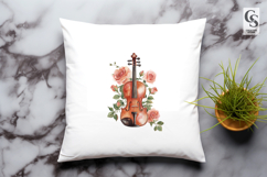 Violin with roses clipart sublimation png Product Image 3