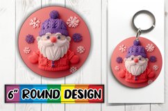 Keychain Round Design Sublimation 3D Santa Claus Holiday Product Image 1
