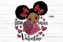 Little Miss Valentine PNG Sublimation Afro Girl Pink Leopard Product Image 3