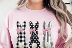 Checkered Patchwork Easter Bunny Png, Coquette Easter Bunny Product Image 2