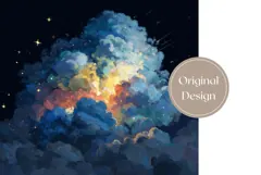 Art Tumbler Wrap Design, Night Sky Tumbler Sublimation Product Image 3