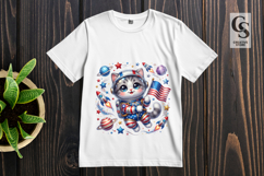 Patriotic Astronaut Cat Clipart PNG Product Image 3