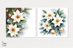 Christmas poinsettia digital paper, background clipart Product Image 3