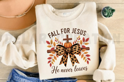 Fall for Jesus He Never Leaves Png Bow PNG Design Product Image 3