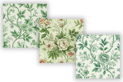 Green Toile Digital Paper, Seamless French Floral Toile Product Image 3