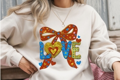 LOVE Valentine Glitter Bow Sublimation PNG | Pink &amp; Gold Product Image 2