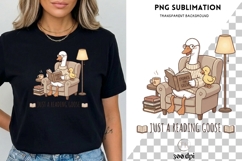 Just A Reading Goose PNG | Cozy Book Lover Goose Clipart Product Image 3