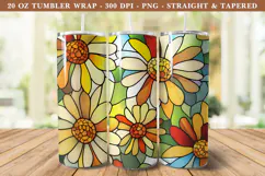 Stained Glass Daisy Flower Tumbler Wrap | 20 oz tumbler wrap Product Image 1