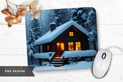 Cozy Winter Cabin with Snow Mouse Pad PNG Product Image 1