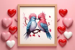 Breeds of Valentine Kissing Birds, Valentine's Day Clipart Product Image 3