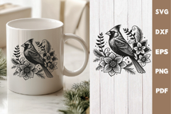 Cardinal Bird laser SVG PNG| Christmas Design Product Image 3
