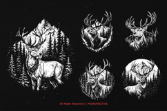 10 Bundle Dark Art Mountain Deer Wild Life Stag Animal Horn Product Image 5