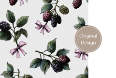 Blackberry Tumbler Wrap Design, Floral Tumbler, Berries PNG Product Image 3