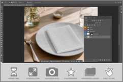 Folded Napkin On Wooden Table Product Image 2