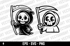 A black and white cartoon character of the Grim Reaper Product Image 3