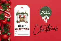 Cozy Christmas Fireplace Gift Tag, Christmas Gift Tag Design Product Image 3