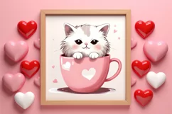 Sweet Cat Valentines Day Clipart, Valentines PNG Product Image 3