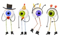 Cute eyeballs with arms and legs. of cartoon characters Product Image 1