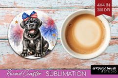 Cane Corso Dog Round Coaster Patriotic Dog Coaster PNG Product Image 1