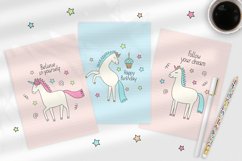 Lovely Unicorn Doodle Clipart Greeting Cards Creator Product Image 7