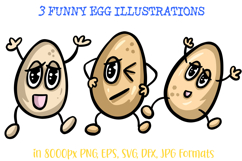 3 Funny Cartoon Egg Illustrations Eggy Fun Product Image 2
