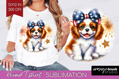 Cavalier King Charles Spaniel Dog Round Tshirt Background Product Image 1