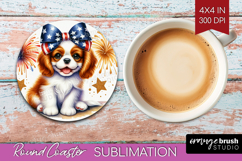 Cavalier King Charles Spaniel Dog Round Coaster Patriotic Product Image 1