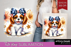 Cavalier King Charles Spaniel Dog Tote Bag Patriotic Dog Bag Product Image 1