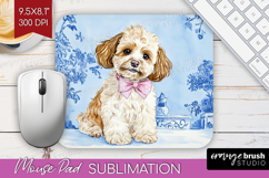 Cavapoo Dog Mouse Pad Sublimation Floral Dog Mousepad PNG Product Image 1