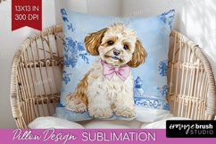 Cavapoo Dog Pillow Sublimation Floral Dog Pillow Cover PNG Product Image 1