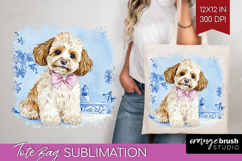 Cavapoo Dog Tote Bag Floral Dog Tote Bag PNG Sublimation Product Image 1