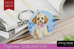 Cavapoo Dog Keychain PNG Floral Dog Keychain Sublimation Product Image 1