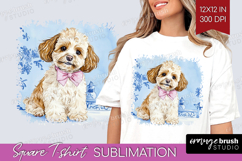 Cavapoo Dog Square Tshirt Background Floral Dog PNG Product Image 1