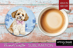 Cavapoo Dog Round Coaster Floral Dog Coaster PNG Sublimation Product Image 1