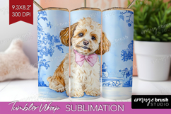 Cavapoo Dog Tumbler Wrap Floral Dog Tumbler PNG Sublimation Product Image 1