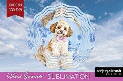 Cavapoo Dog Wind Spinner Sublimation PNG Floral Dog Round Product Image 1